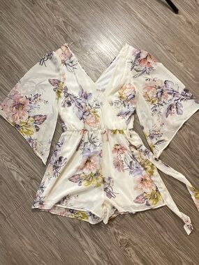 Charlotte Russe White and Pink Romper